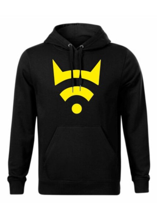 Arasz Merch kapucnis pulover, pamut, fekete-sarga, Fekete