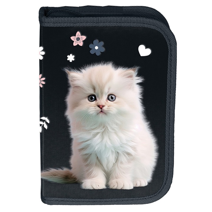 Piornik PASO, rozkladabil, 1 camera, cu 9 creioane, 7 markere, 19,5x13x3,5cm