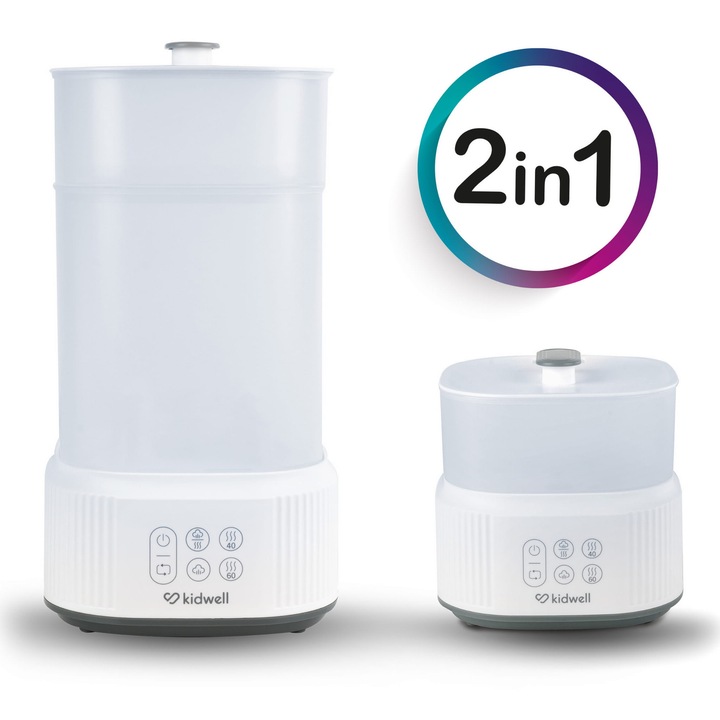 Sterilizator electric cu uscator Kidwell PURO, alb, 5 sticle, 90 ml apa, 37x19.5x19.5cm