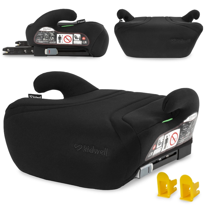 Kidwell BONO autós ülésmagasító, fekete, 125-150 cm-es gyermekeknek, ISOFIX rögzítéssel, R129 i-Size tanúsítvánnyal