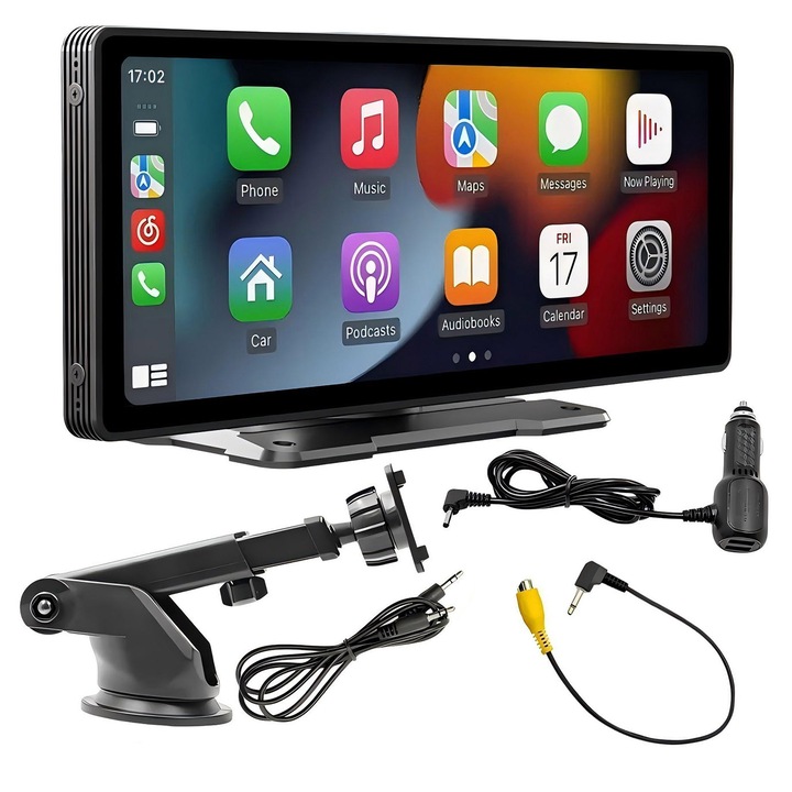 Autós navigáció MP5, 10,26 hüvelykes kijelző, Bluetooth, Android és Apple kompatibilis, Alacsony késleltetés, Beépített hangszóró, Orber, ABS, Fekete