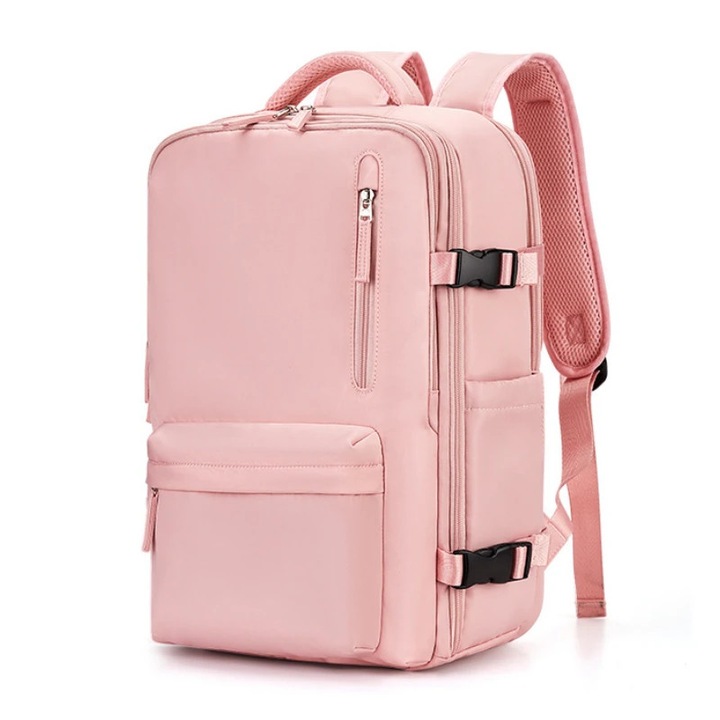 Туристическа раница, водоустойчива, полиестер, голям капацитет, за мъже и жени, 30x20x43 см, розова