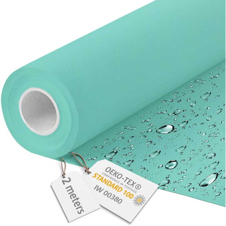 Tesatura impermeabila, Dreamroots, material pentru tapiterie de exterior, 160x200 cm, pretabil fata de masa gradina, verzui