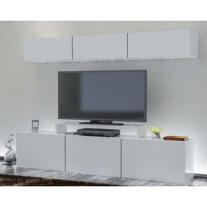 Comoda TV, C1TV-0037, Alb, 180x37x40 cm