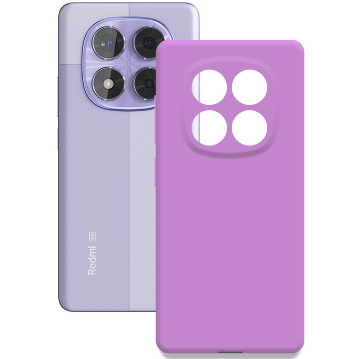 Husa pentru Xiaomi Redmi Note 14 Pro 5G, Color Shield, Interior de catifea, Suprafata aderenta, Protectie antisoc, Margini ridicate, Regular Fit, Silicon, Lavanda