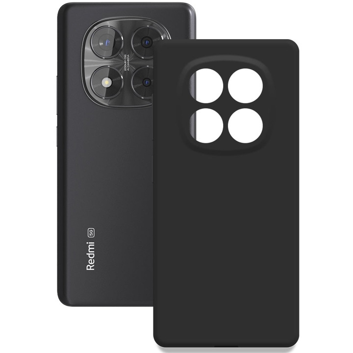 Husa pentru Xiaomi Redmi Note 14 Pro 5G, Color Shield, Interior de catifea, Suprafata aderenta, Protectie antisoc, Margini ridicate, Regular Fit, Silicon, Negru