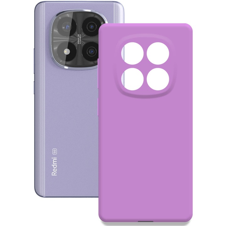 Husa pentru Xiaomi Redmi Note 14 Pro Plus 5G, Color Shield, Interior de catifea, Suprafata aderenta, Protectie antisoc, Margini ridicate, Regular Fit, Silicon, Lavanda