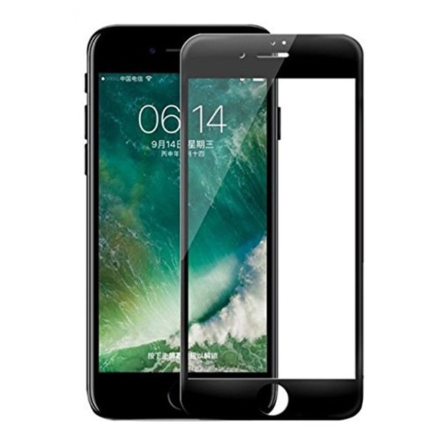 Folie protectie sticla 5D Edge pentru iPhone 7, margini usor curbate, neagra