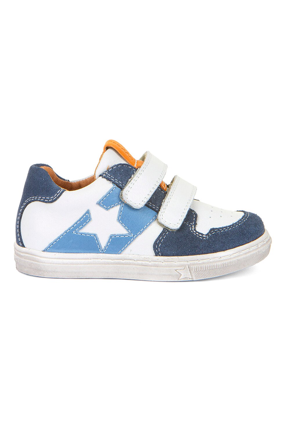 Froddo, Pantofi din piele cu inchidere velcro Double, Alb, Albastru, 32 EU
