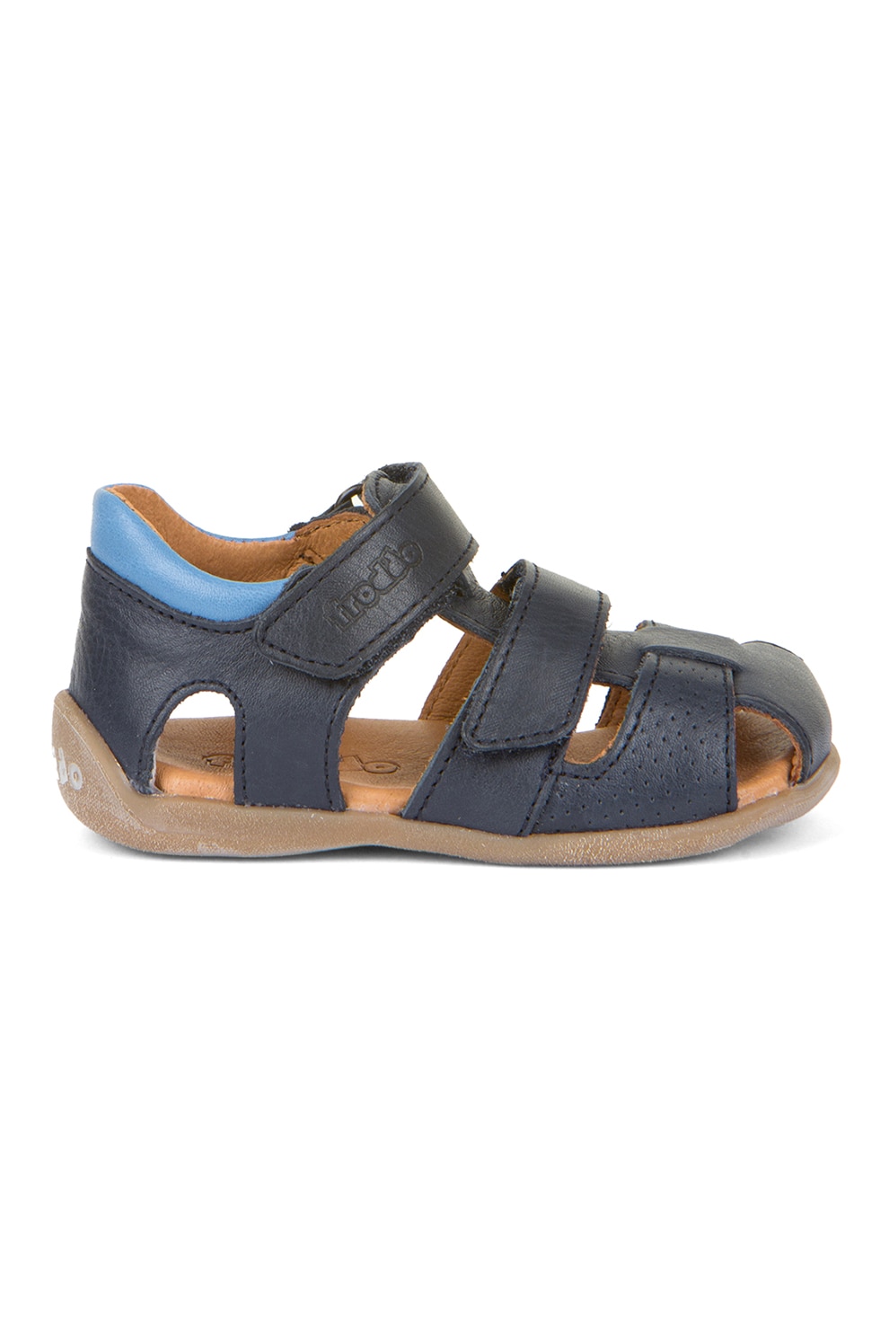 Froddo, Sandale din piele cu model uni cu inchidere velcro, Albastru ultramarin, Albastru deschis, 19 EU