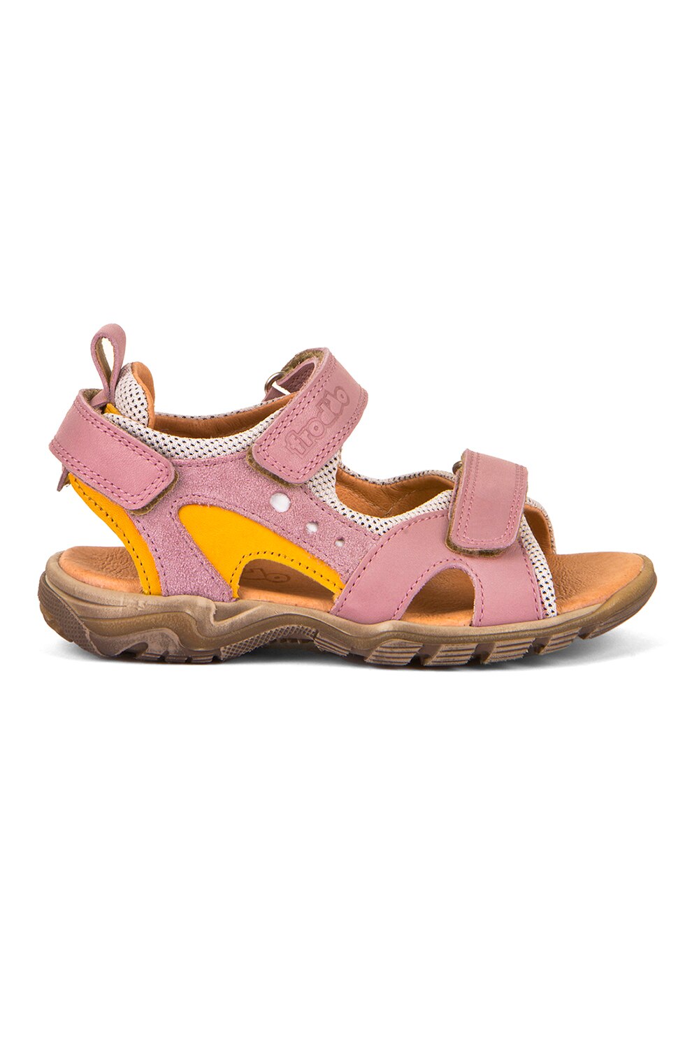 Froddo, Sandale din piele cu garnituri din piele intoarsa, Portocaliu, Roz pastel, 29 EU