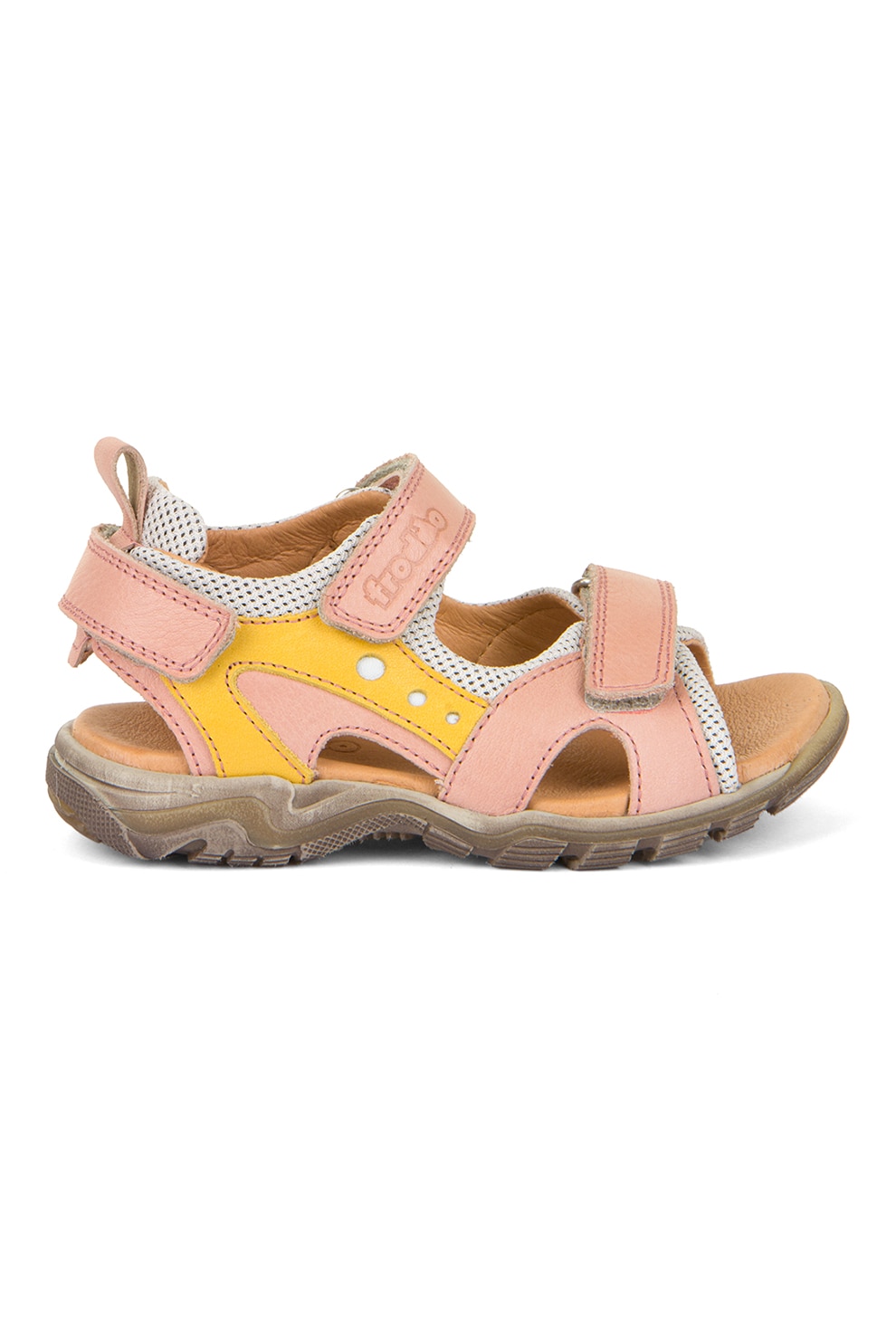 Froddo, Sandale din piele cu inchidere velcro, Roz somon, Alb murdar, 29 EU