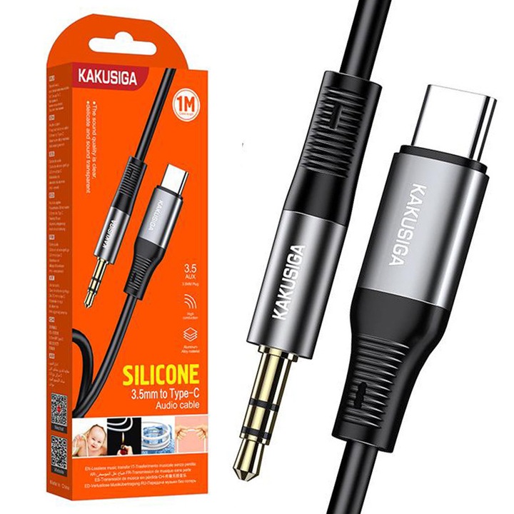Kaku audiokábel (KSC-891), USB-C-csatlakozó 3,5 mm-es (M) - 1 m, fekete