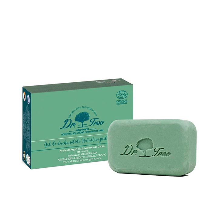 Dr. Tree szilárd tusfürdő 120 g, természetes összetevőkkel, 99,7%-ban biogazdálkodásból