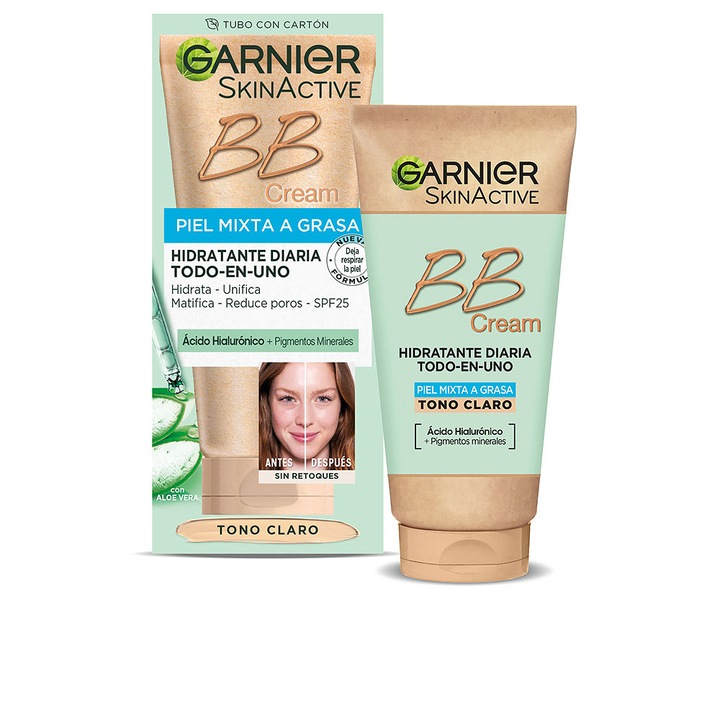 Основа за смесена и мазна кожа Garnier Skinactive BB Cream, SPF25, светъл цвят