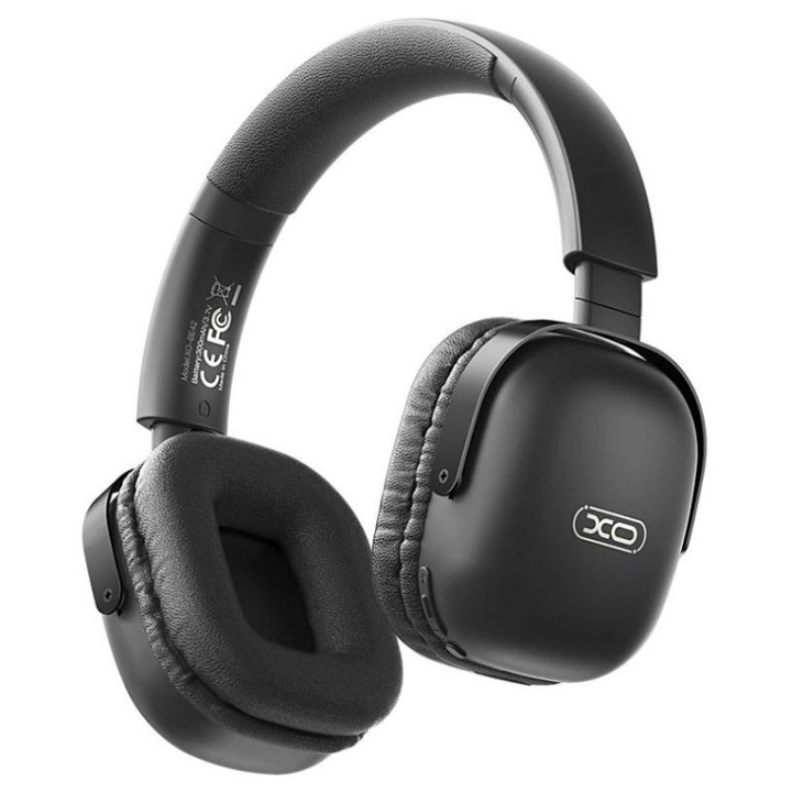 XO-BE42 vezeték nélküli fejhallgató, Bluetooth és AUX, 300 mAh, mikrofon, 30 órás autonómia, fekete