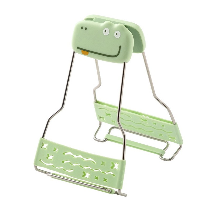 Clema pentru Boluri Creativa, Anti-Alunecare, din Silicon, de Uz Casnic, Rezistent la Temperaturi Inalte, Model Animat, 19x12 cm, Verde