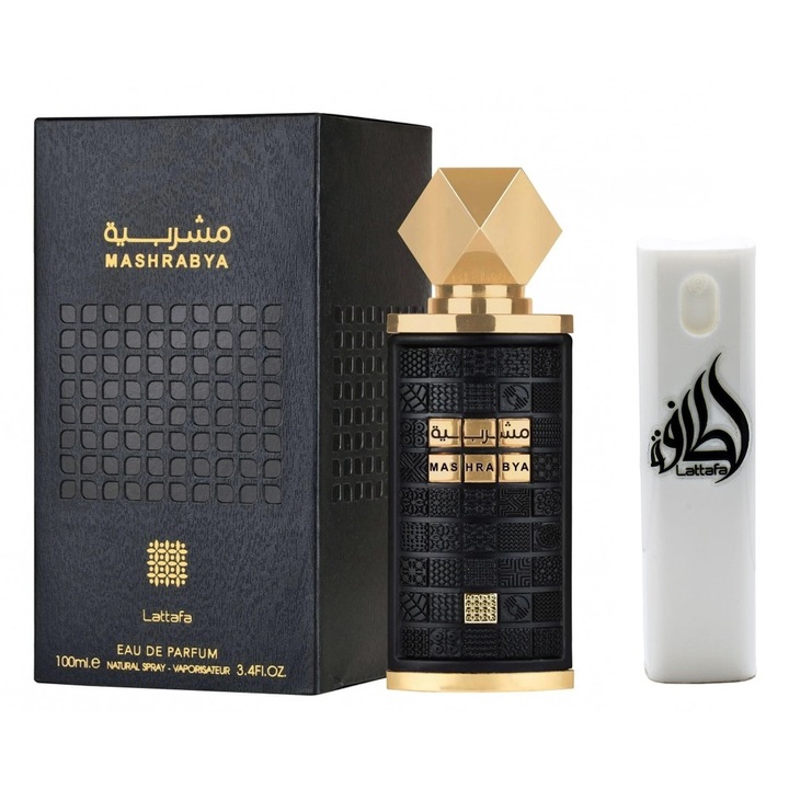 Унисекс комплект парфюмна вода 100 ml Lattafa Mashrabya с 10 ml комплект за многократно пълнене