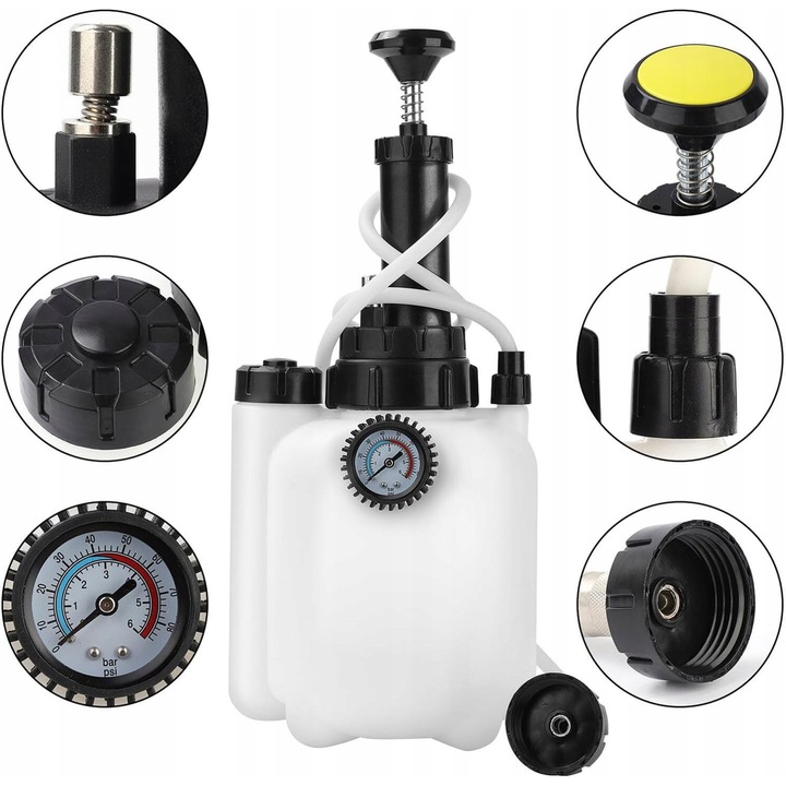 Set De Schimbare Si Purjare A Lichidului De Frana, Luxtom, Pneumatic, 3L, 11 Adaptoare, Compatibil Cu Bmw, Audi, Nissan, Opel, Renault, Toyota, Mazda, Honda