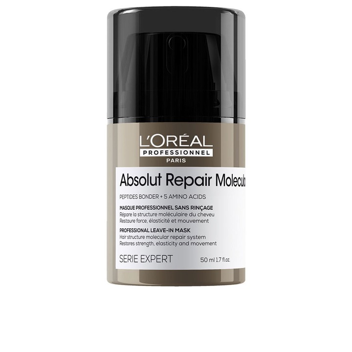 Masca de par reparatoare L'Oreal Professionnel Absolut Repair Molecular, 50 ml, pentru par deteriorat