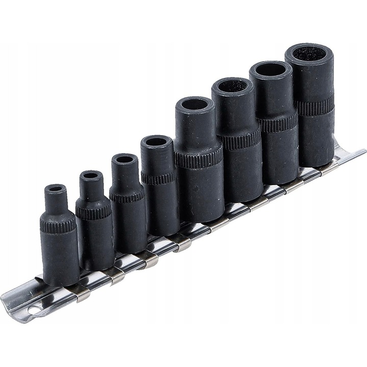 Set De Capete Pentru Filete Cu Magnet, Satra, 8 Bucati, Crom Vanadiu, 1/4 Inch Si 3/8 Inch, Profesional, Negru Mat