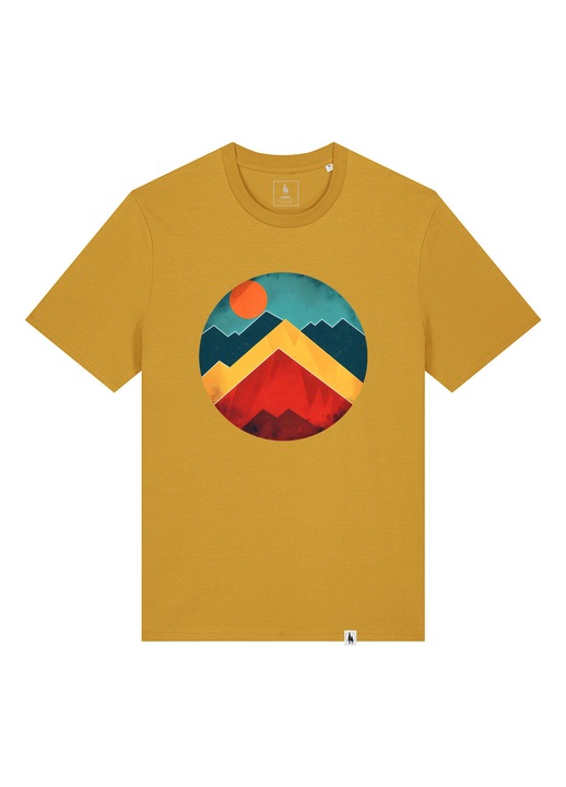 Tricou unisex , Abstract Mountains, Galben inchis