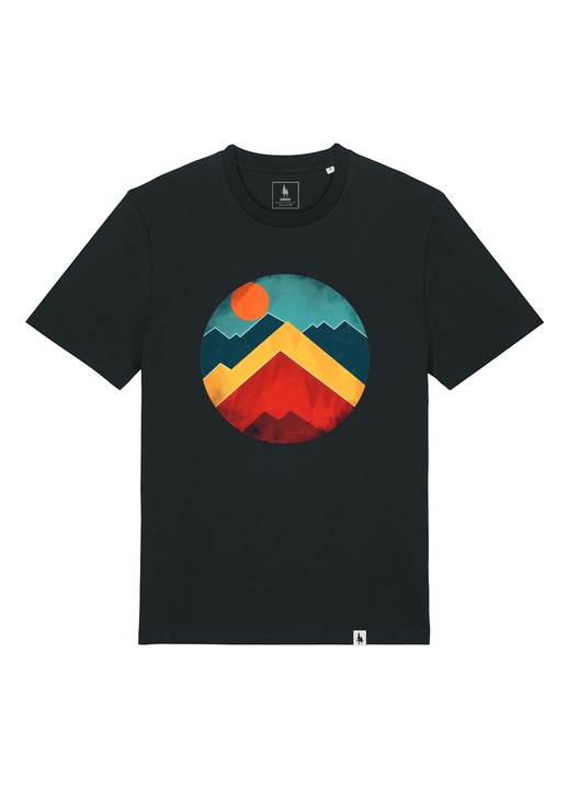 Tricou unisex , Abstract Mountains, Negru