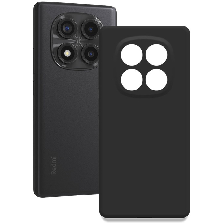 Husa pentru Xiaomi Redmi Note 14 Pro (4G), Color Shield, Interior de catifea, Suprafata aderenta, Protectie antisoc, Margini ridicate, Regular Fit, Silicon, Negru