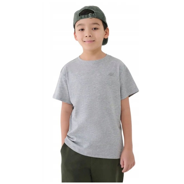 4F sportpóló, melanzs szürke, 100% pamut, oversized, gyerek, 140 CM