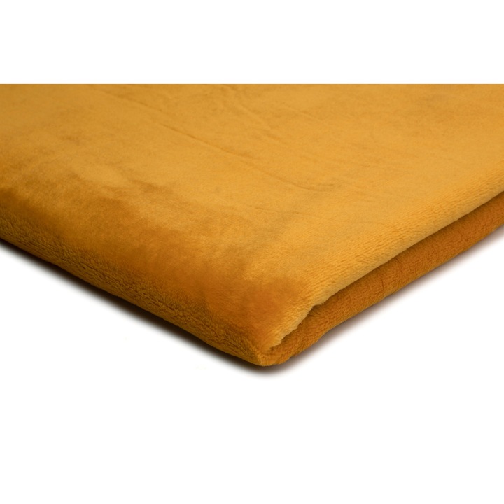 Patura tricotata, poliester, 50x160cm, cu doua fete, galben