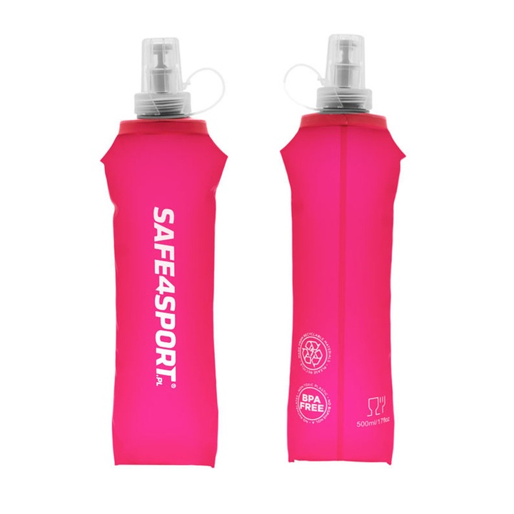 Bidon Soft Flask Safe4sport, 500 ml, TPU, fara BPA, PVC, 27x9x3,5cm