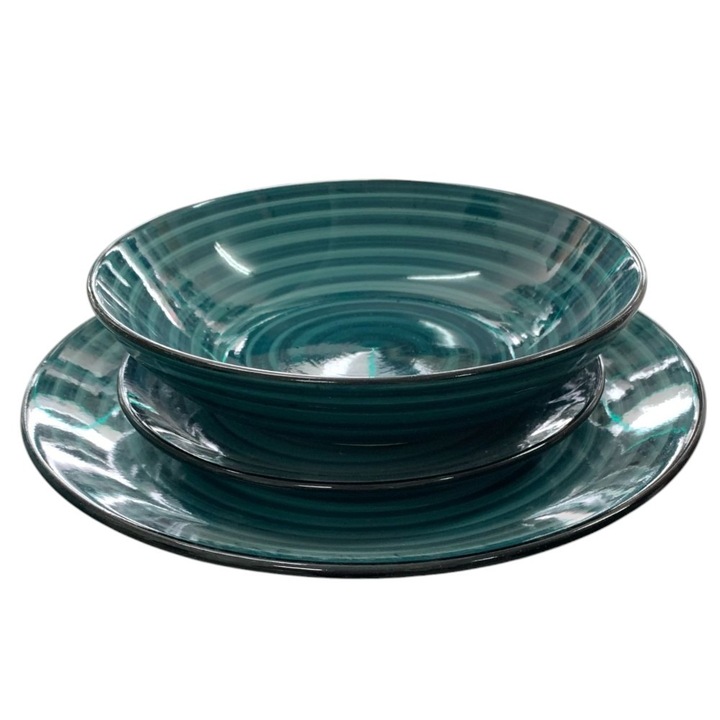 Set Serviciu de masa, Portelan, 18 Piese, 6 persoane, Verde