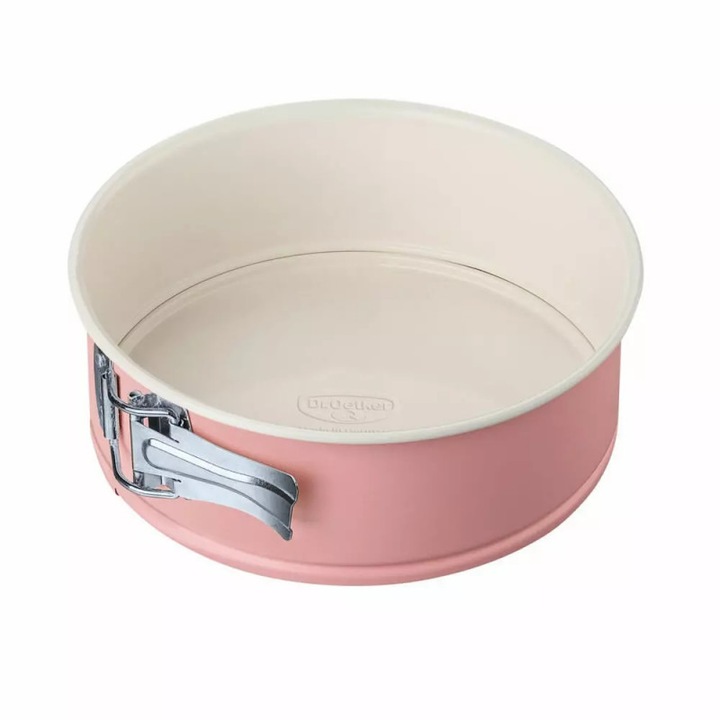 Форма за торта с падащо дъно Dr.Oetker Retro 4650, 18х8 см, Керамично незалепващо покритие, Въглеродна стомана, Розов