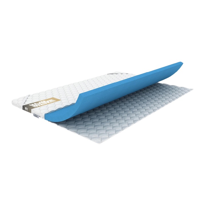Topper saltea REM-Sen, spuma cu gel, 160x190cm, grosime 6 cm, fermitate H2 (Moale), respirabil, husa detasabila microfibra, elastice la colturi