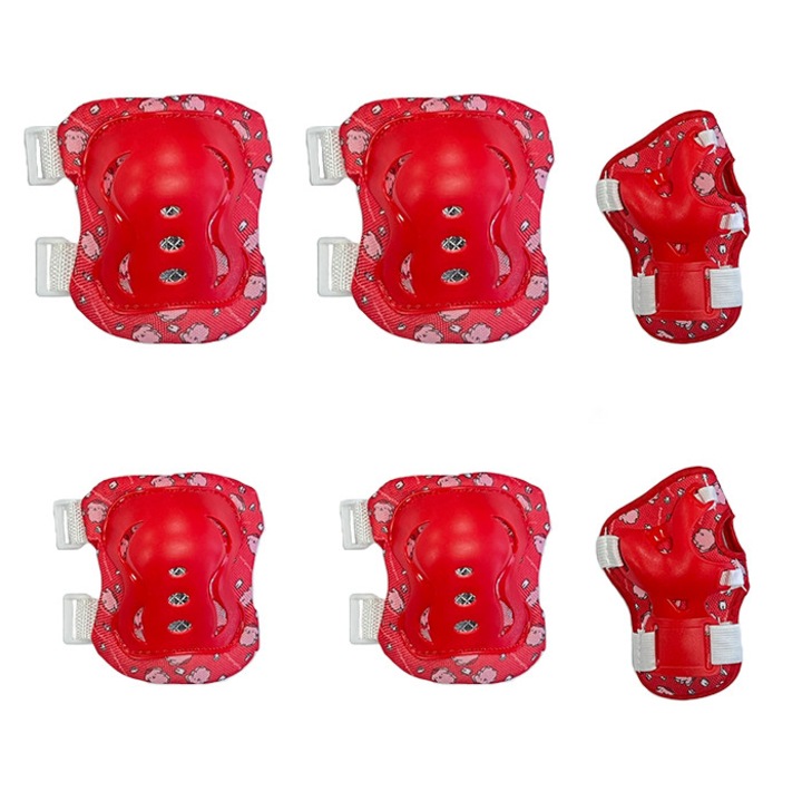 Genunchiere copii, PA1011, 6buc, set, rosu