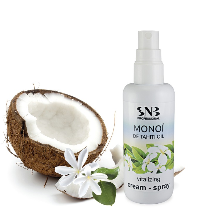 Crema revitalizanta de maini si corp si spray cu ulei SNB Professional, Monoi din Tahiti, 110 ml