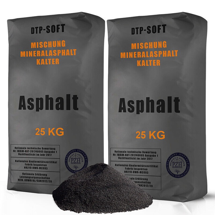 Mix de asfalt rece DTP-SOFT, pentru reparatii, 0-8mm, 2 x 25kg