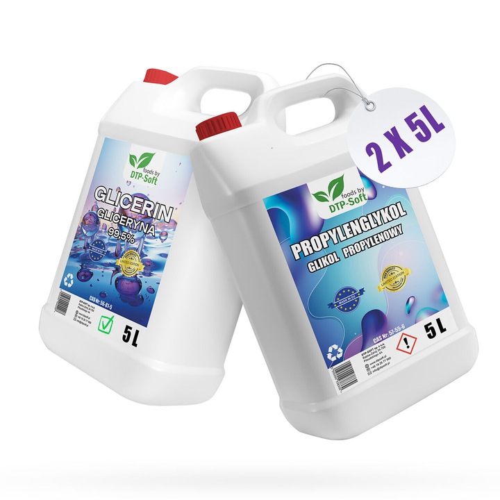 Set Glicerina 5L si Propilenglicol 5L, DTP-SOFT, incolor, in recipiente reutilizabile