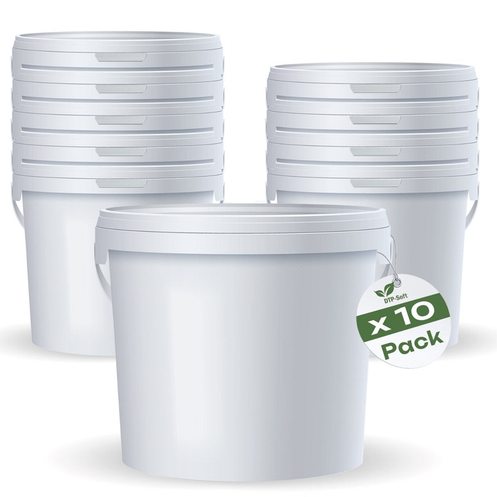 Set 5 galeti cu capac DTP-SOFT, 2L, din polipropilena, reutilizabil, alb