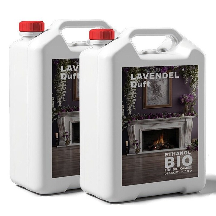 Set 2 Bidoane Bioetanol, Fara fum, Aroma lavanda, 2 x 5 L