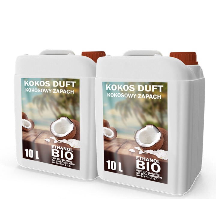 Bio combustibil DPT-SOFT, Bioetanol, miros de cocos, pentru sobe si seminee, 2x10L