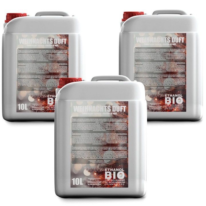 Bio Combustibil, bioetanol, DTP-SOFT, parfum de Craciun, pentru sobe si seminee, 3x10L