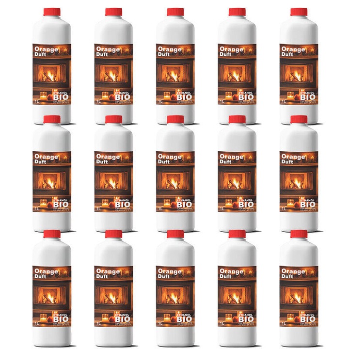 Bio Combustibil, DTP-SOFT, parfum de portocale, pentru sobe si seminee, 15x1L