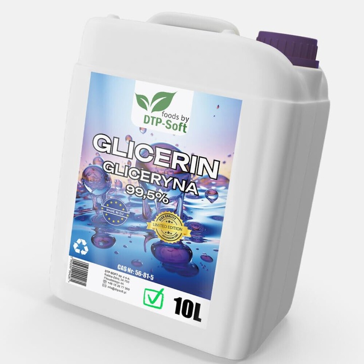 Glicerina 99.5% DTP-SOFT, E422, 10L, utilizare cosmetica