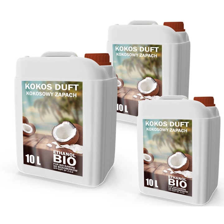 Bio combustibil DTP-SOFT, Bioetanol Premium, miros de cocos, 3x10L