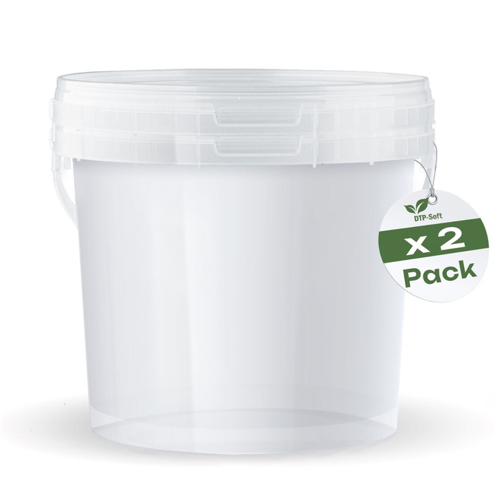 Set 2 Eimer 10L cu capac, transparent, din polipropilena, reutilizabili, pentru depozitare si transport