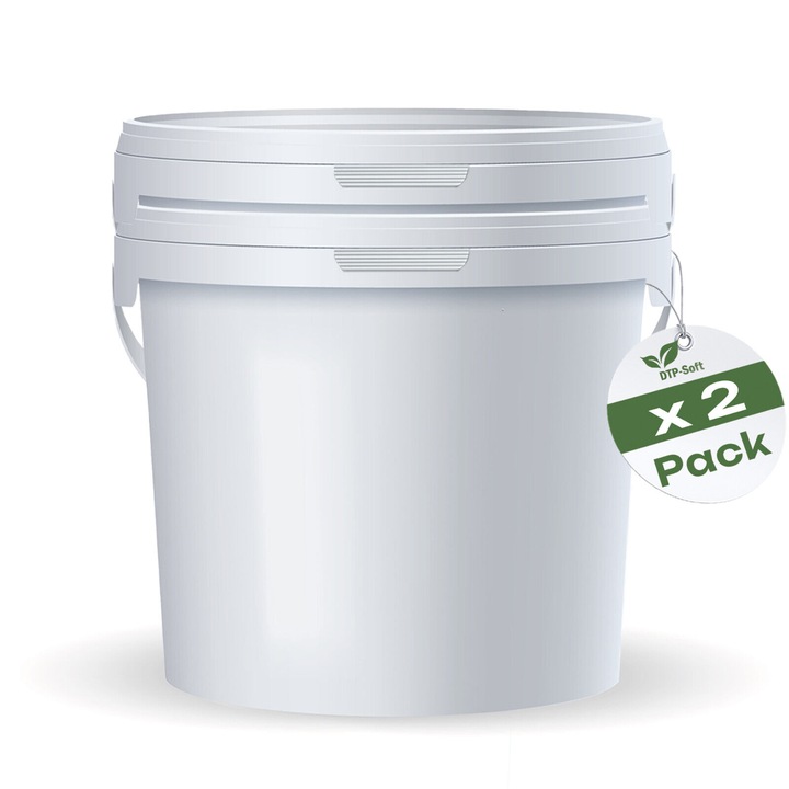 Set 2 Galeti cu Capac, DTP-SOFT, Alb, Plastic Alimentar, Reutilizabile, 26x28cm