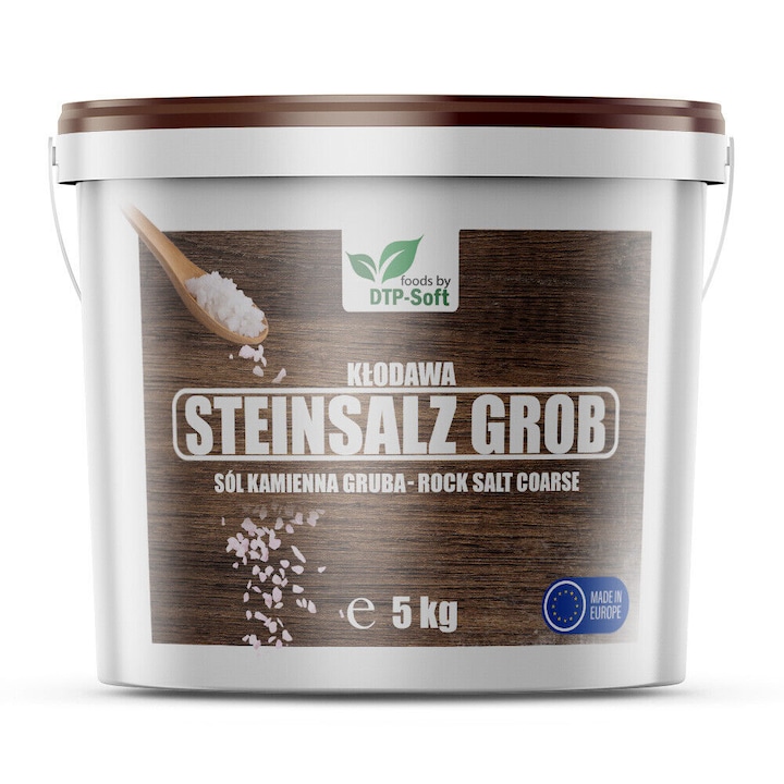 Sare de piatra grosiera 5kg DTP-SOFT, calitate premium, ambalaj cu galeata