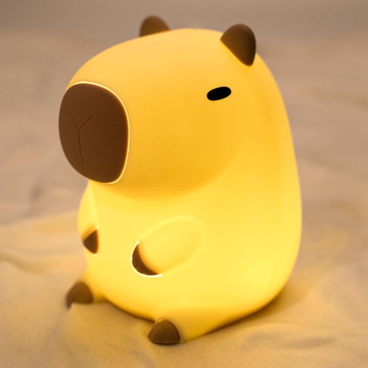 Lumina de noapte，Lampa de noapte Capybara, dragut animal din silicon pentru pepiniera Lampa de masa reincarcabila Lampa de noptiera cu senzor tactil pentru dormitoare, sufragerie Capybara
