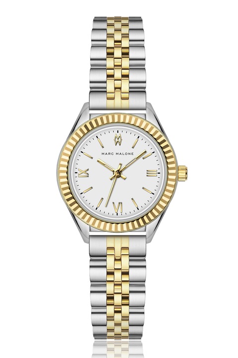 Marc Malone, Ceas quartz cu bratar cu doua nuante CEL-6014SGQ, Argintiu, Auriu